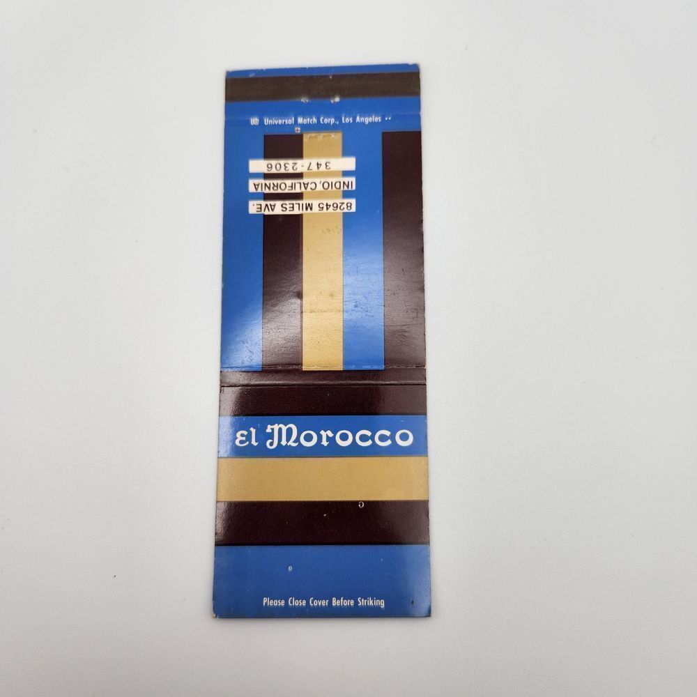 Vintage Matchbook El Morocco Hotel Indio California 40s-80s Ephemera